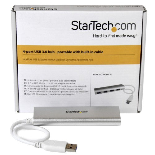 StarTech.com ST43004UA interface hub USB 3.2 Gen 1 (3.1 Gen 1) Type-A 5000 Mbit/s Silver, White